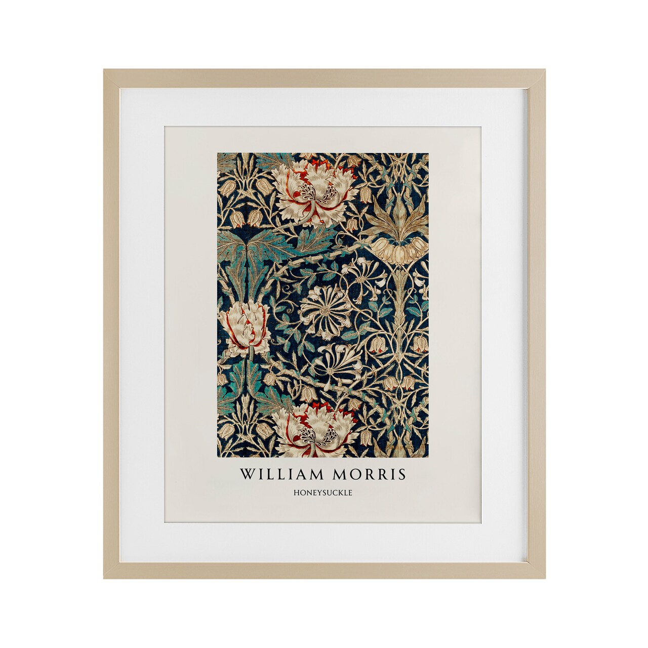 Stupell Industries William Morris Honeysuckle Pattern Black Framed Print Under Glass, design by Vintage Hustle